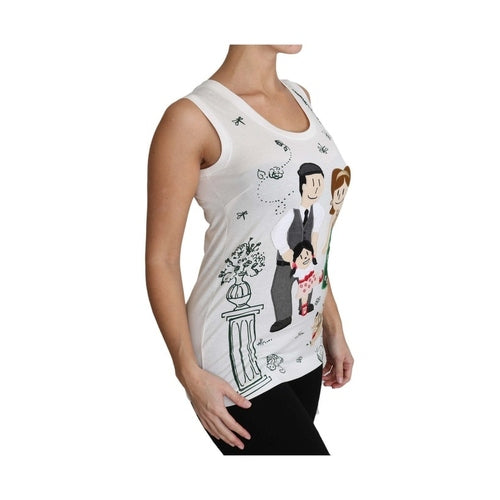 Dolce & Gabbana White Cotton #dgfamily Sleeveless Shirt Tank Top
