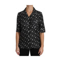 Dolce & Gabbana Black GuitarTrumpet Print Silk Shirt Top