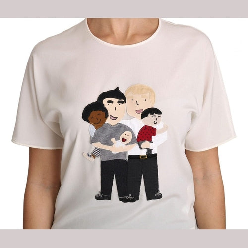 Dolce & Gabbana White Silk Stretch #dgfamily T-shirt