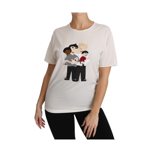 Dolce & Gabbana White Silk Stretch #dgfamily T-shirt