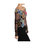 Dolce & Gabbana Black Floral Ricamo Top T-shirt Blouse
