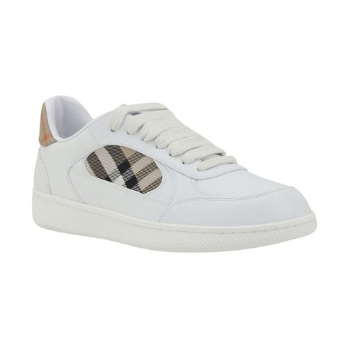 Burberry White Calf Leather Bos Taurus Low Top Sneakers