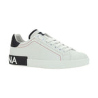Dolce & Gabbana White Calf Leather Bos Taurus Low Top Sneakers