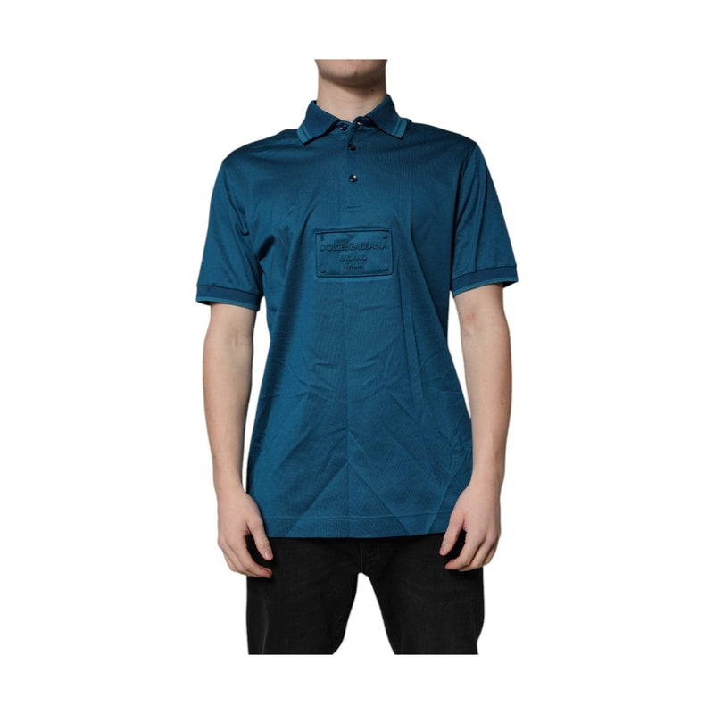 Dolce & Gabbana Blue Logo Cotton Men Polo Shirt T-shirt