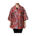 Red Floral Jacquard Button Down Coat Jacket