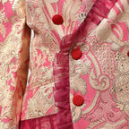 Dolce & Gabbana Pink Gold Jacquard Nylon Coat Blazer Jacket