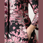 Dolce & Gabbana Pink Black Floral Brocade Trenchcoat Jacket
