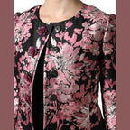 Dolce & Gabbana Pink Black Floral Brocade Trenchcoat Jacket