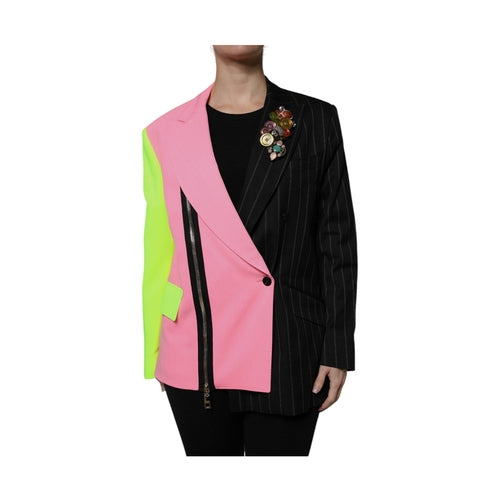 Dolce & Gabbana Multicolor Patchwork Embellished Coat Jacket