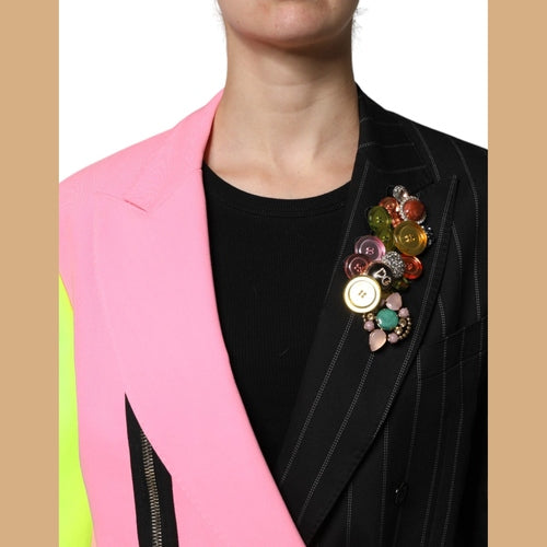 Dolce & Gabbana Multicolor Patchwork Embellished Coat Jacket