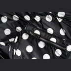Black White Polka Dot Full Zip Puffer Jacket