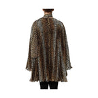 Dolce & Gabbana Brown Leopard Print Scarf Collared Chiffon Dress
