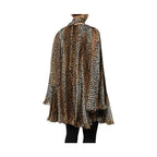 Dolce & Gabbana Brown Leopard Print Scarf Collared Chiffon Dress