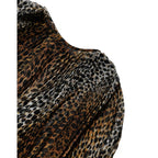 Brown Leopard Print Scarf Collared Chiffon Dress