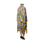 Dolce & Gabbana Multicolor Majolica Kaftan Short Sleeves Maxi Dress