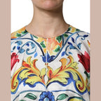 Dolce & Gabbana Multicolor Majolica Kaftan Short Sleeves Maxi Dress