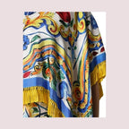 Dolce & Gabbana Multicolor Majolica Kaftan Short Sleeves Maxi Dress