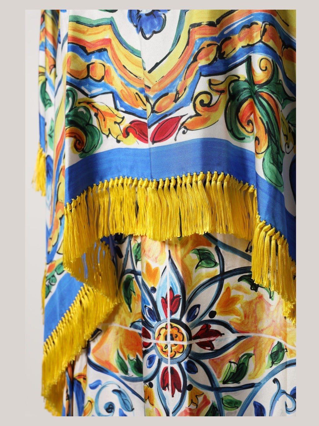 Dolce & Gabbana Multicolor Majolica Kaftan Short Sleeves Maxi Dress