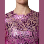 Dolce & Gabbana Metallic Fuchsia Floral Sheath Mini Dress
