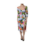 Dolce & Gabbana Multicolor Floral Side Slit Midi Dress