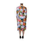 Dolce & Gabbana Multicolor Floral Side Slit Midi Dress