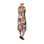 Dolce & Gabbana Multicolor Floral Side Slit Midi Dress