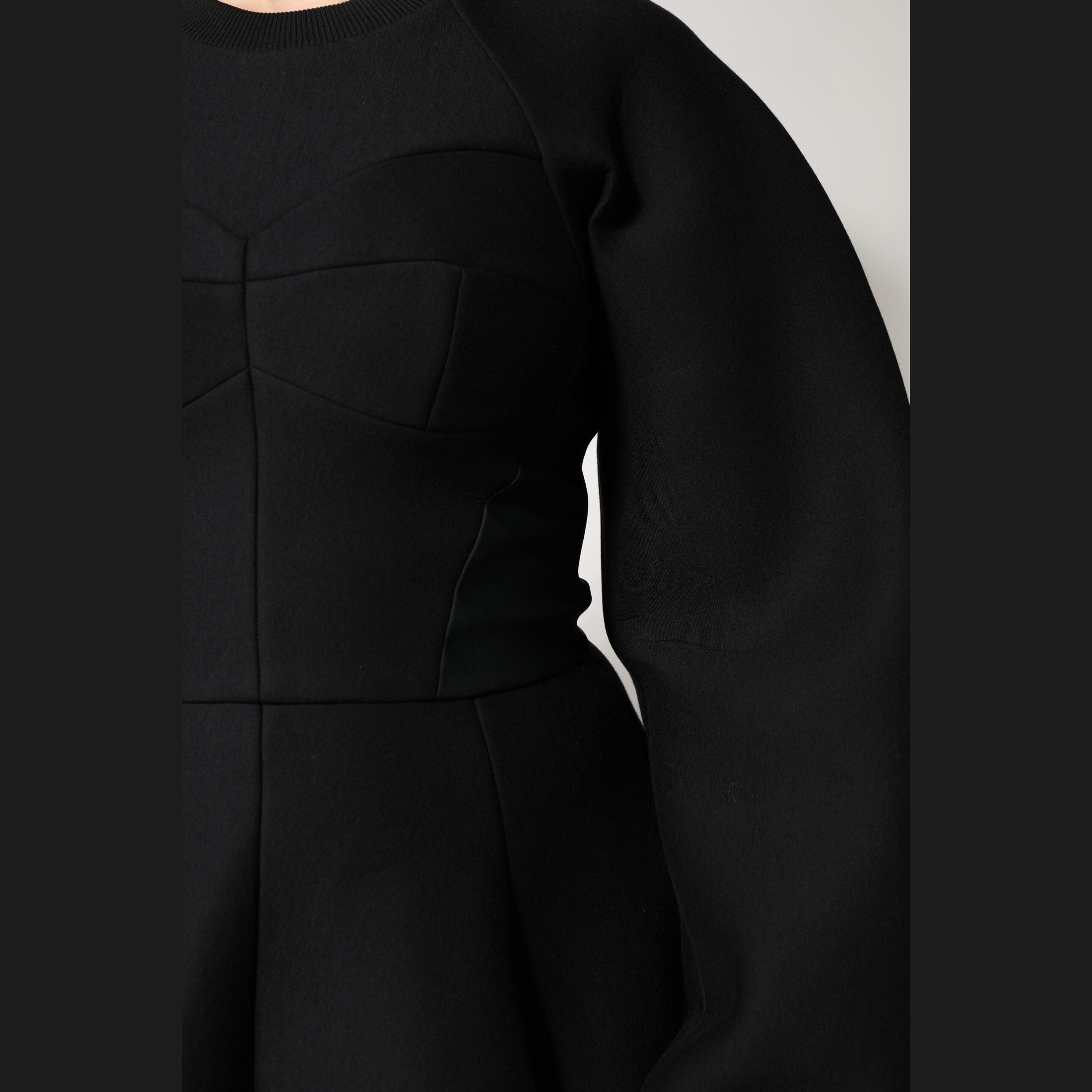 Dolce & Gabbana Black Cotton Long Sleeves A-line Mini Dress