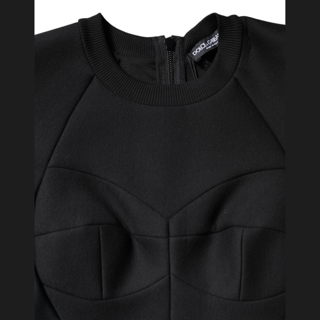 Dolce & Gabbana Black Cotton Long Sleeves A-line Mini Dress