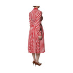 Dolce & Gabbana White Red Stripes Long Sleeves Midi Dress