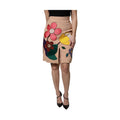 Beige Floral High Waist Pencil Cut Skirt