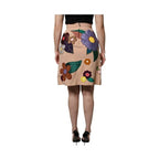 Dolce & Gabbana Beige Floral High Waist Pencil Cut Skirt