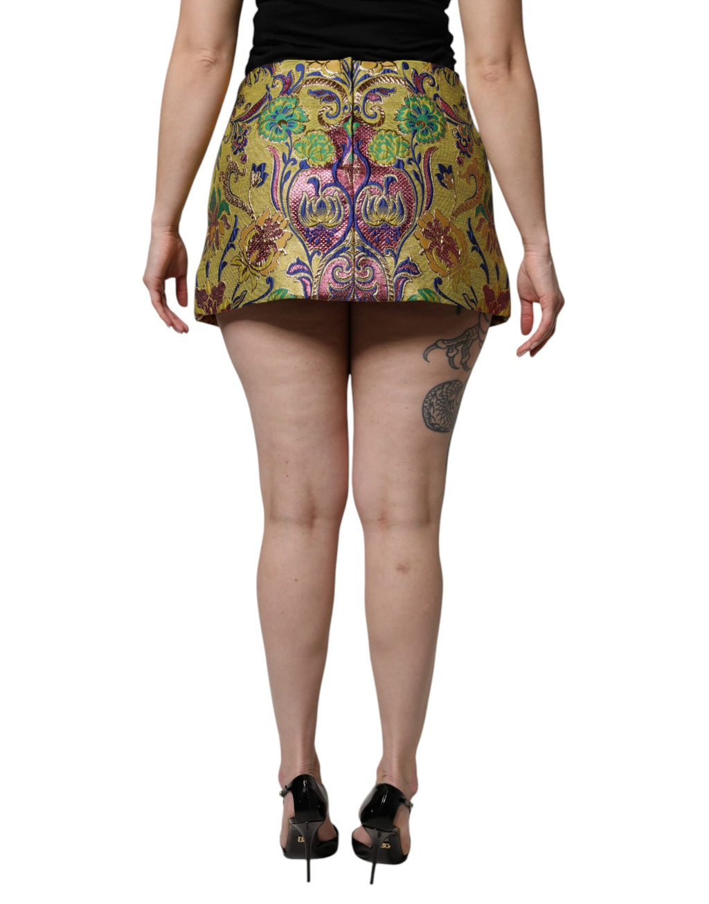 Dolce & Gabbana Multicolor Floral Jacquard Mid Waist Mini Skirt