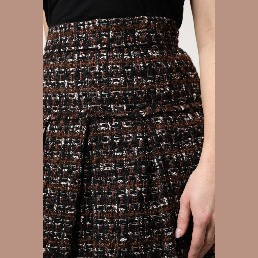 Dolce & Gabbana Multicolor High Waist Tartan Tweed Mini Skirt