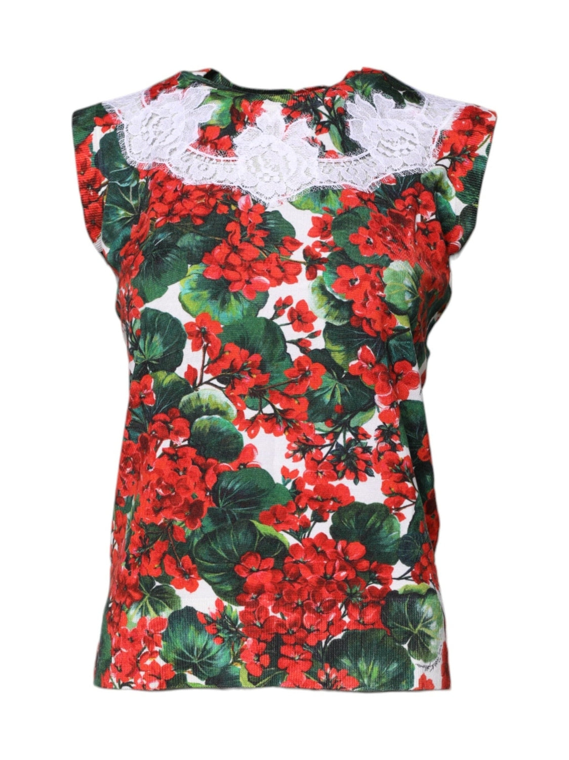 Dolce & Gabbana Multicolor Floral Lace Sleeveless Tank Top