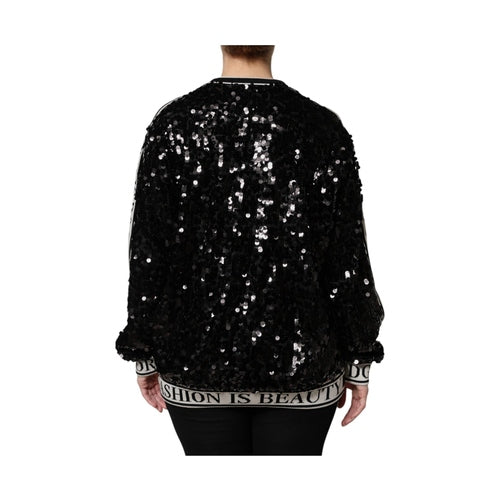 Dolce & Gabbana Black DG Queen Sequin Pullover Sweater