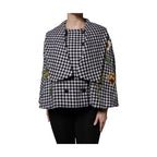 Dolce & Gabbana Black White Monochrome Patterned Floral Cape Jacket