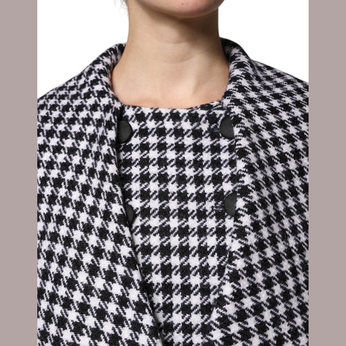 Dolce & Gabbana Black White Monochrome Patterned Floral Cape Jacket