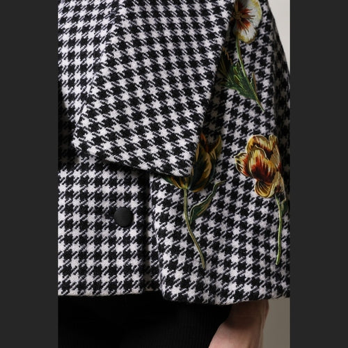 Dolce & Gabbana Black White Monochrome Patterned Floral Cape Jacket