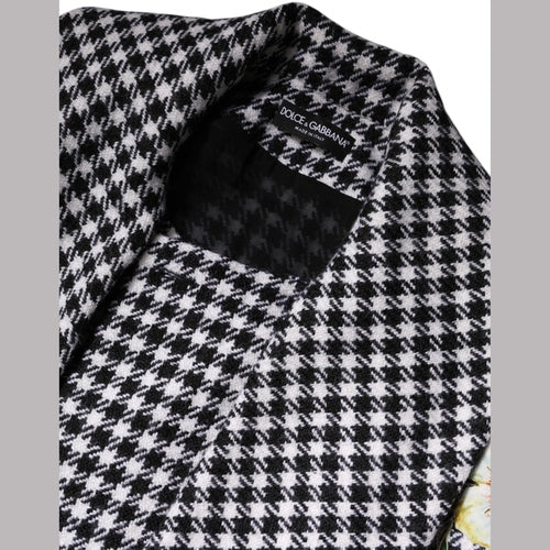 Dolce & Gabbana Black White Monochrome Patterned Floral Cape Jacket