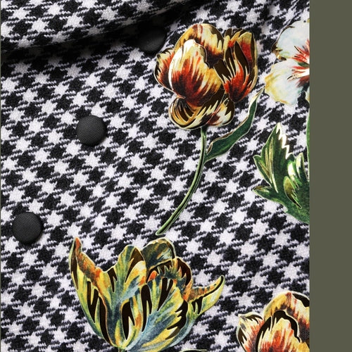 Dolce & Gabbana Black White Monochrome Patterned Floral Cape Jacket