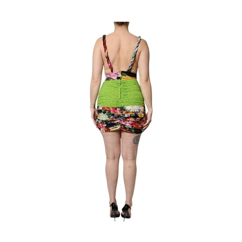 Dolce & Gabbana Multicolor Floral Patchwork Fitted Mini Dress