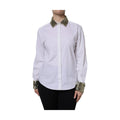 White Cotton Long Sleeves Sequin Shirt Top