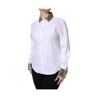 Dolce & Gabbana White Cotton Long Sleeves Sequin Shirt Top