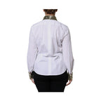 Dolce & Gabbana White Cotton Long Sleeves Sequin Shirt Top