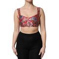 Red Floral Brocade Cropped Bustier Corset Top