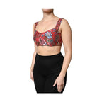 Dolce & Gabbana Red Floral Brocade Cropped Bustier Corset Top