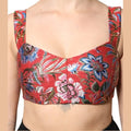 Dolce & Gabbana Red Floral Brocade Cropped Bustier Corset Top