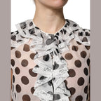Dolce & Gabbana White Black Polka Dot Cotton Sleeveless Top