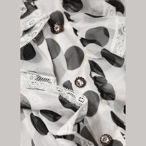 Dolce & Gabbana White Black Polka Dot Cotton Sleeveless Top