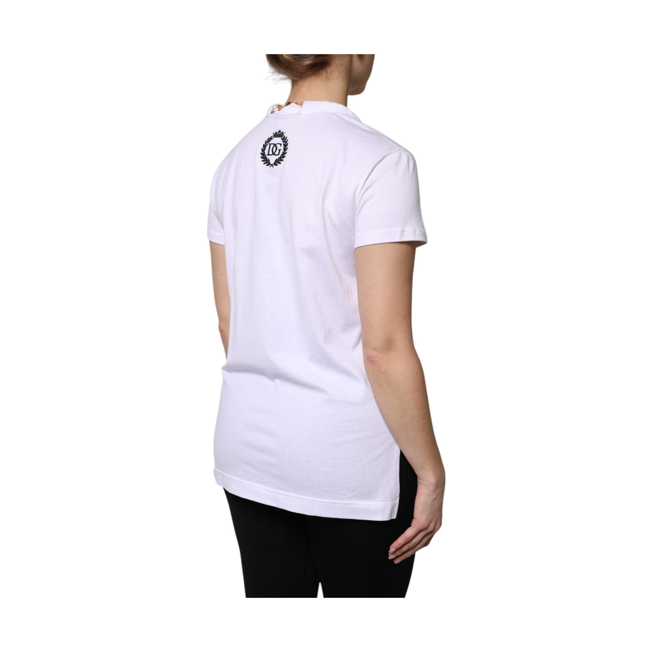 Dolce & Gabbana White Necklace Cotton Short Sleeve T-shirt